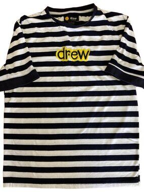 Rare Drew House by Justin Bieber Tee, Navy‎ White Stripped, Collectable, Medium